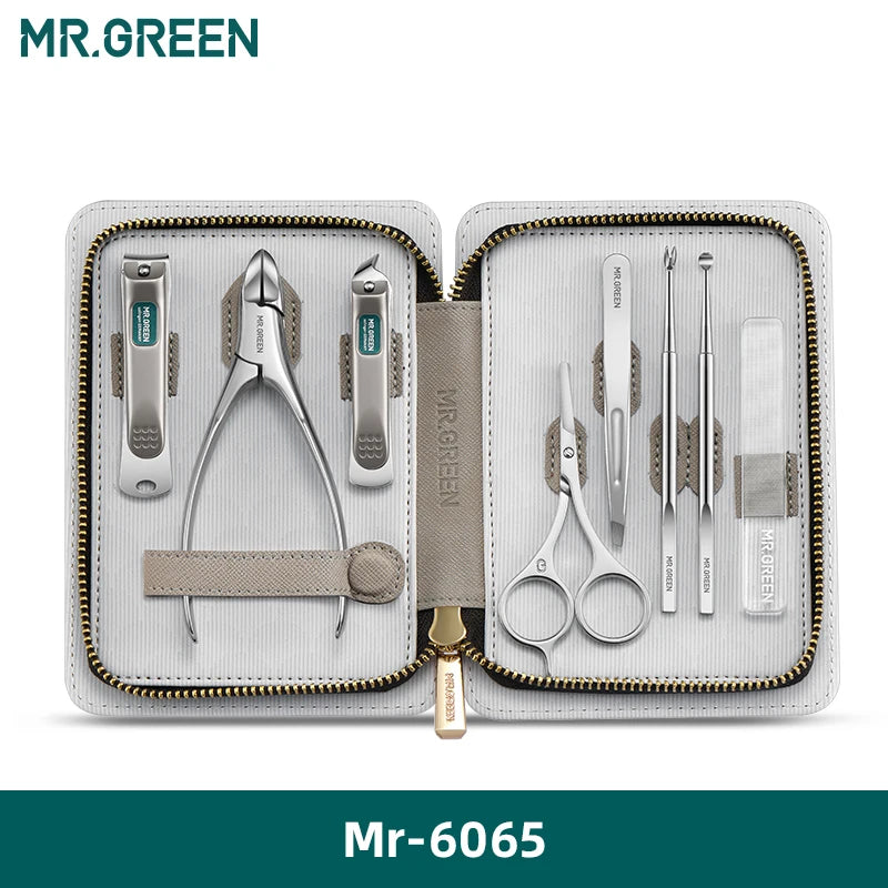 MR.GREEN Professional Manicure Set – Nail Clippers & Grooming Kit in Leather Case