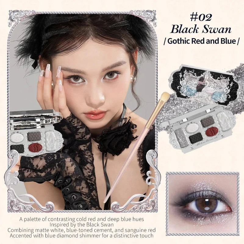 Flower Knows Swan Ballet Eyeshadow Palette – 6 Colors Matte & Shimmer