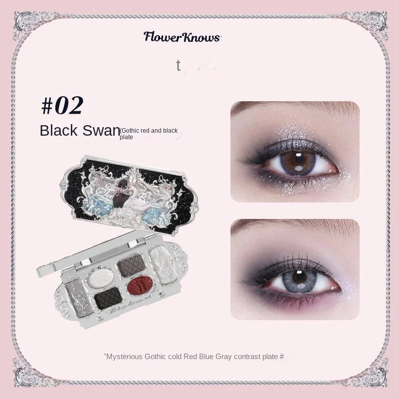 Flower Knows Swan Ballet Eyeshadow Palette – 6 Colors Matte & Shimmer
