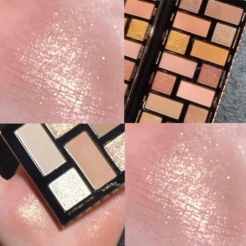 Surnelia Earth-Tone: 16-Color Matte & Glitter Eyeshadow Palette