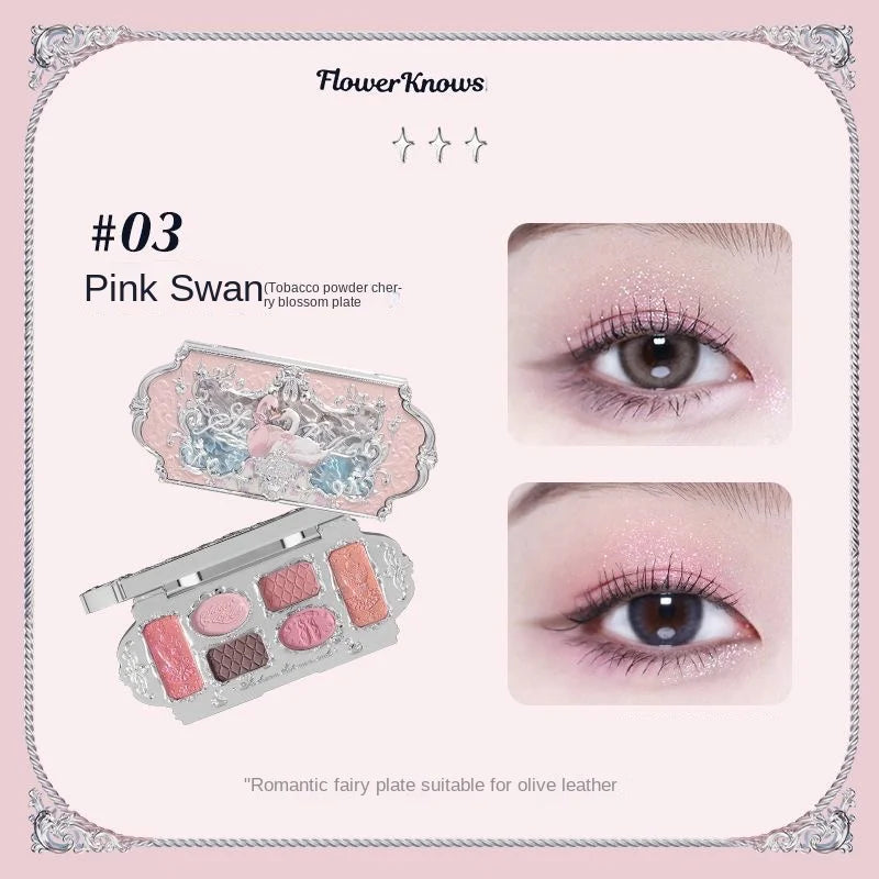 Flower Knows Swan Ballet Eyeshadow Palette – 6 Colors Matte & Shimmer