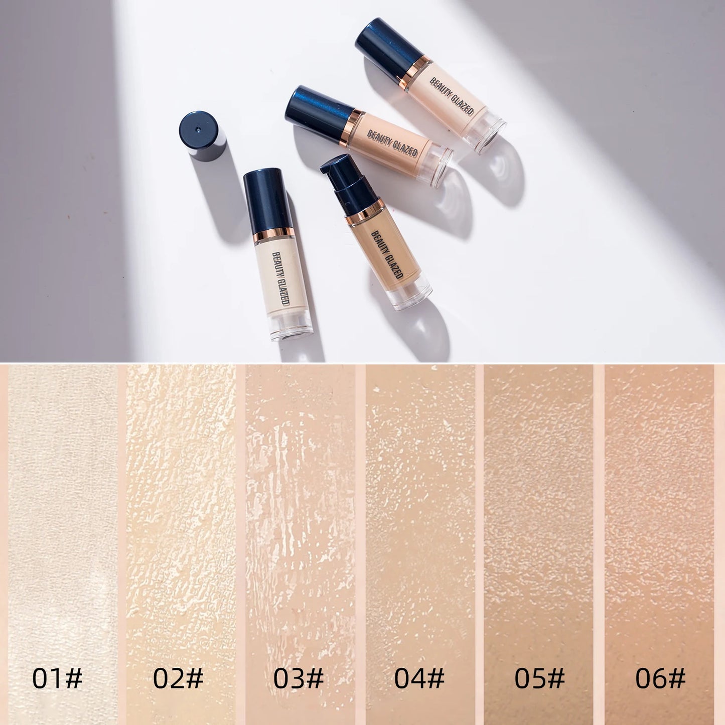 BEAUTY GLAZED Liquid Foundation – Full Coverage, Waterproof & Hydrating (6 Shades)