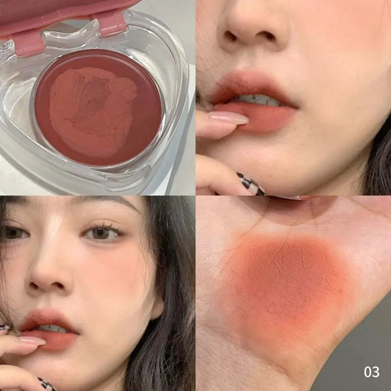 HERORANGE Lip & Cheek Mud – Matte Cream Blush with Brush