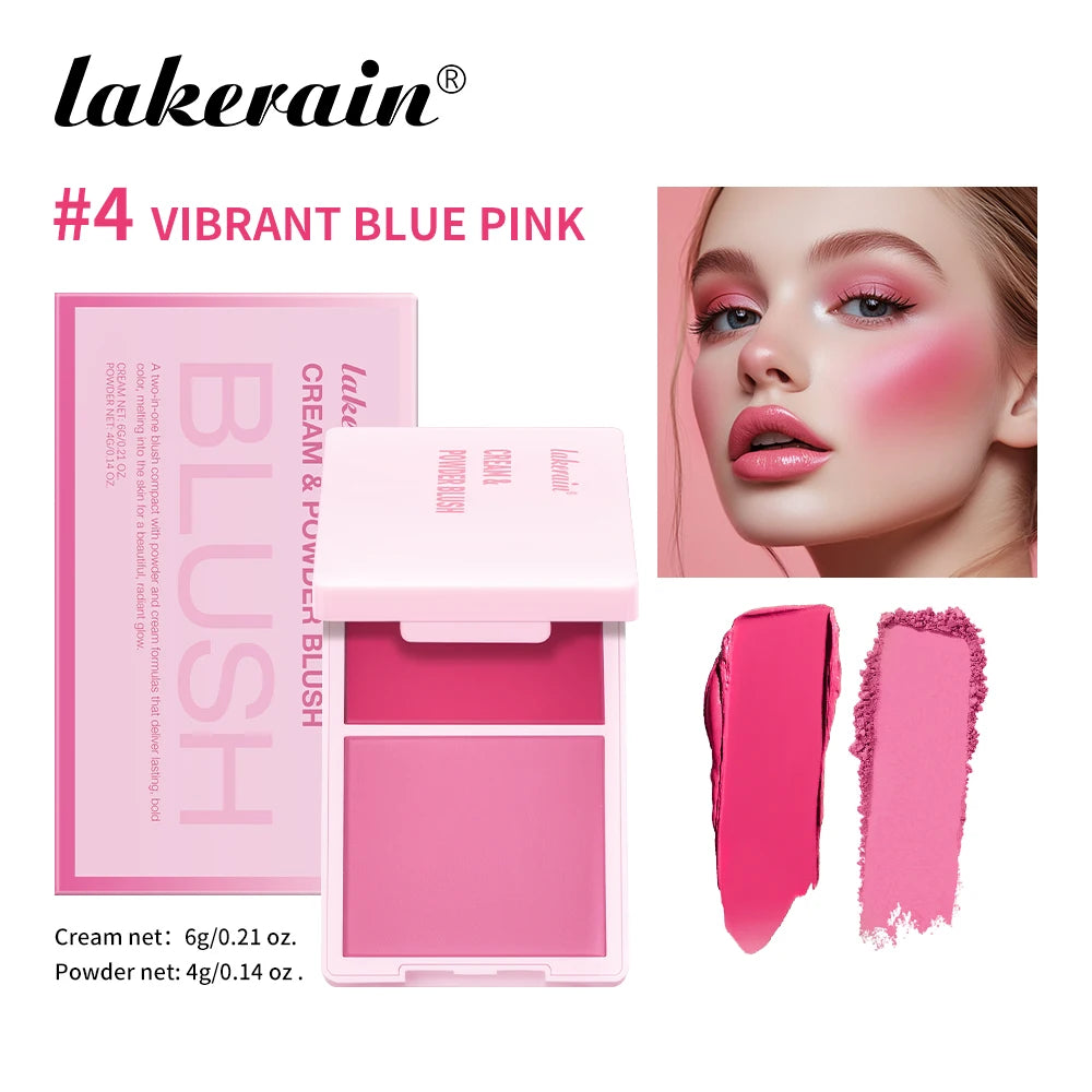 Dual-Texture Blush Palette: Cream & Powder Hybrid (5 Shades)