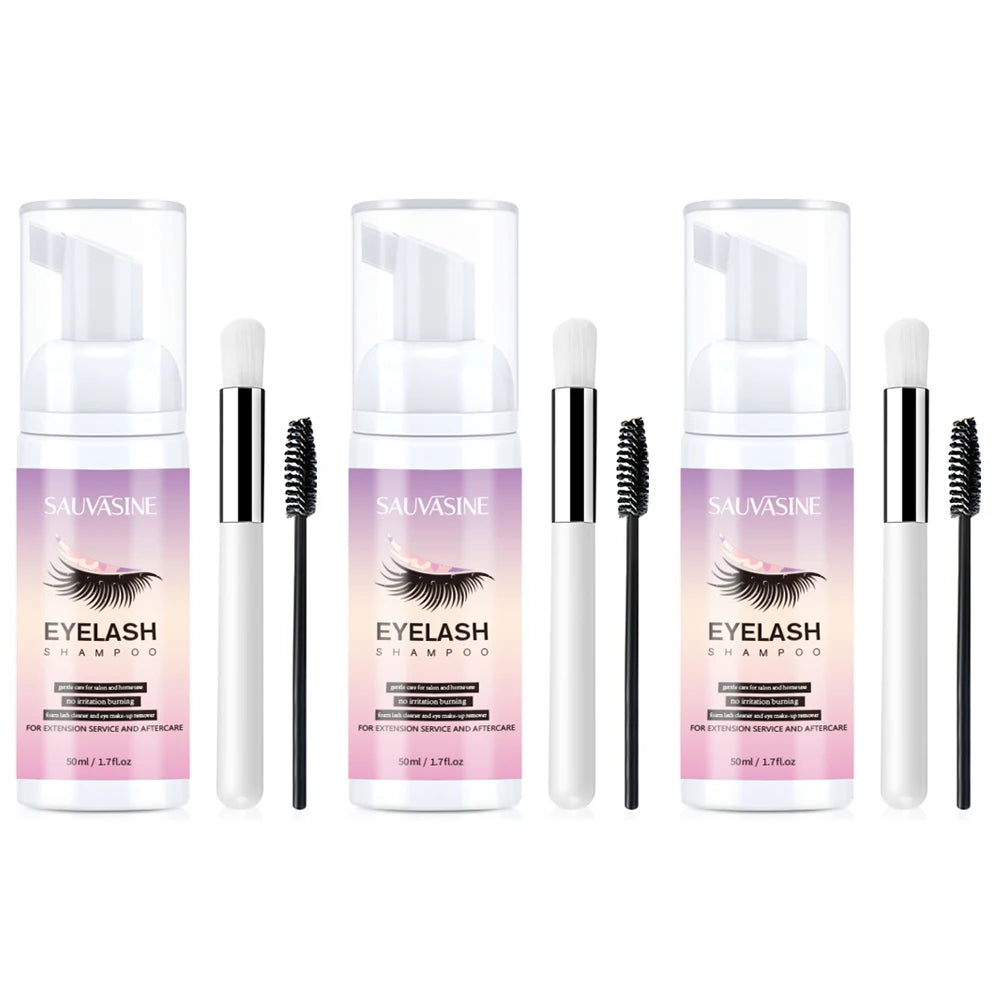 Professional Eyelash Extension Foam Cleanser – Deep Cleaning Set with Brush