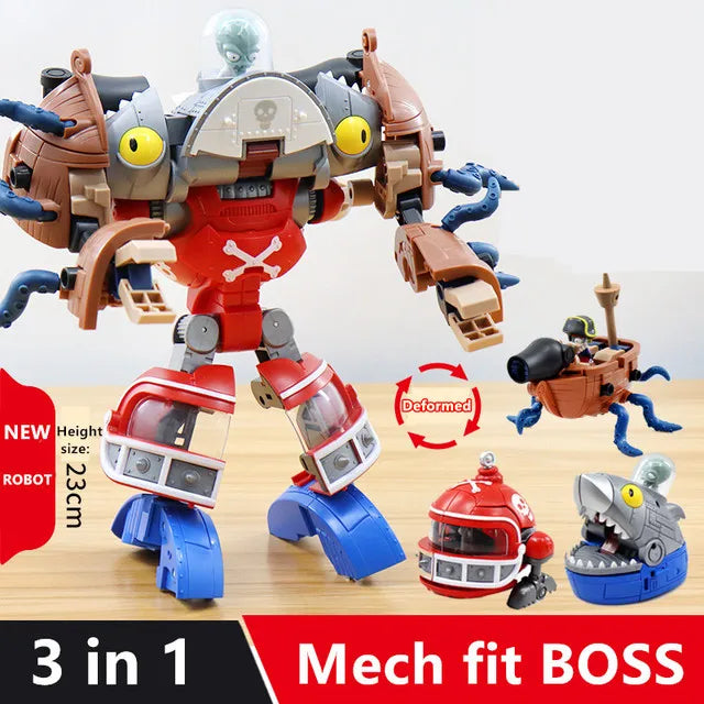 5 in 1 Plants vs Zombies Assembly Deformation BOSS Giant Zombie Robot Action Figure Model Toys Mech PVZ Transforming Gifts