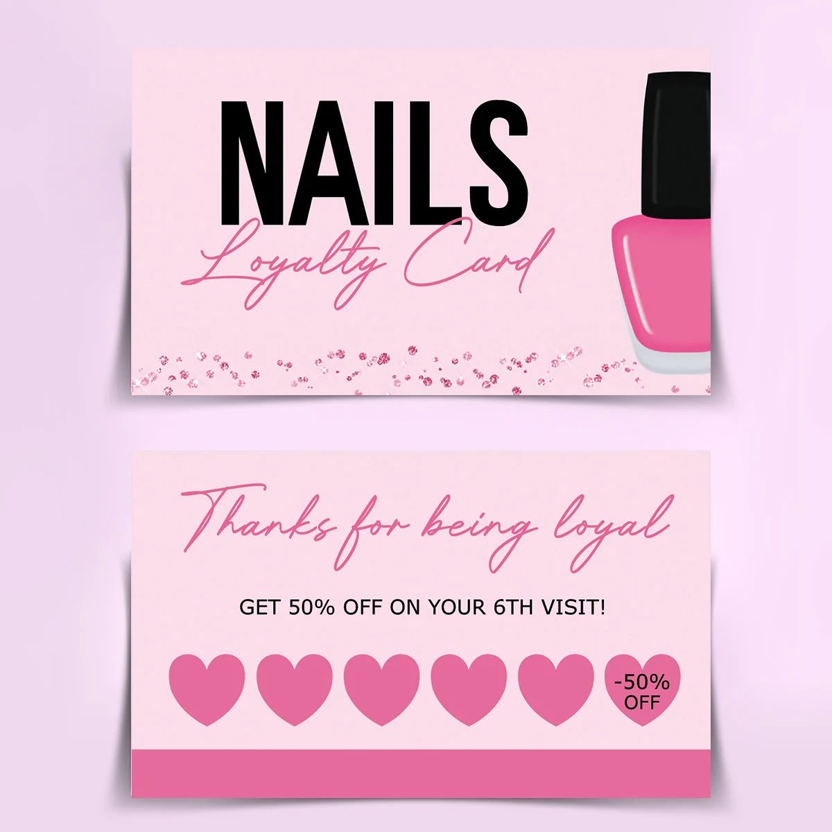 50pcs Nail Business Cards – Press On Nail Loyalty Cards