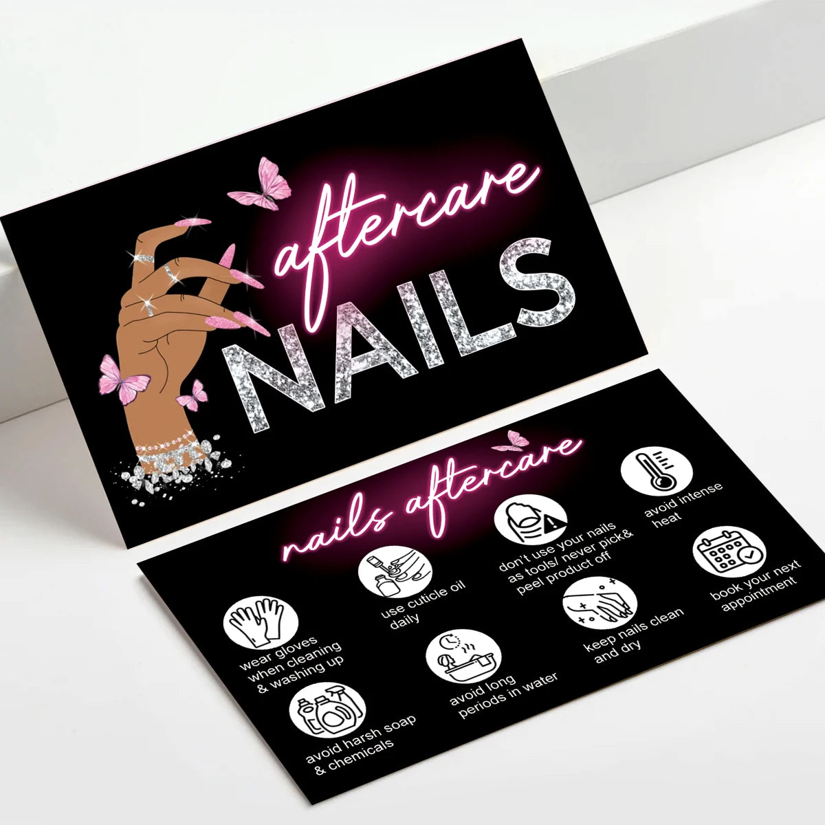 50pcs Nail Business Cards – Press On Nail Loyalty Cards