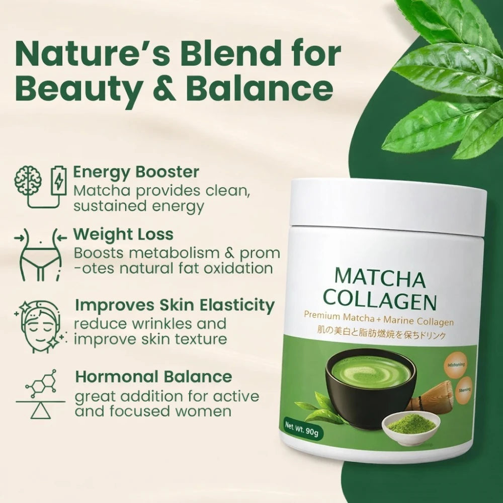 MatchaGlow: Marine Collagen & Green Tea Beauty Drink Mix
