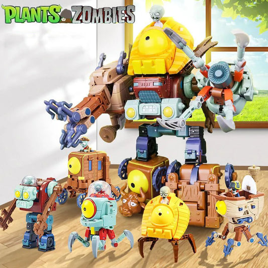 5 in 1 Plants vs Zombies Assembly Deformation BOSS Giant Zombie Robot Action Figure Model Toys Mech PVZ Transforming Gifts