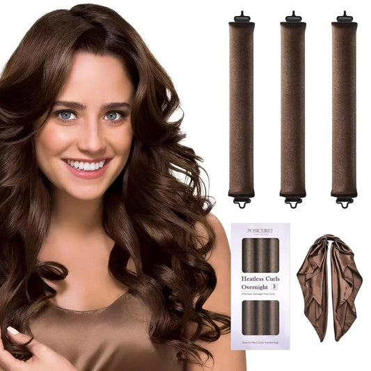 3pcs Heatless Hair Curler Set – No Heat Satin Curlers with Scarf