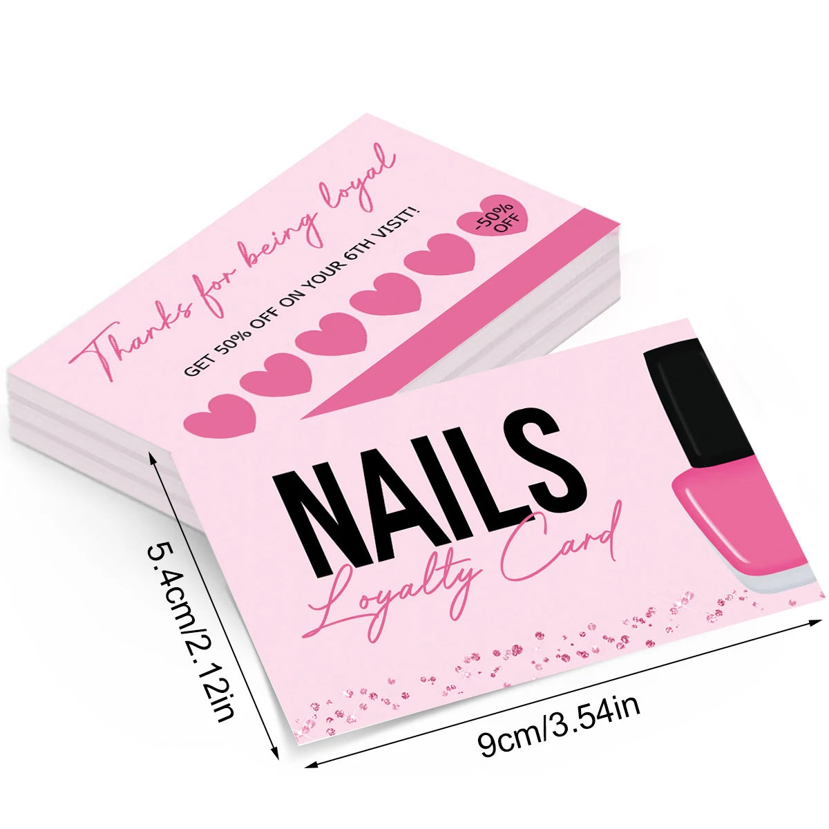 50pcs Nail Business Cards – Press On Nail Loyalty Cards