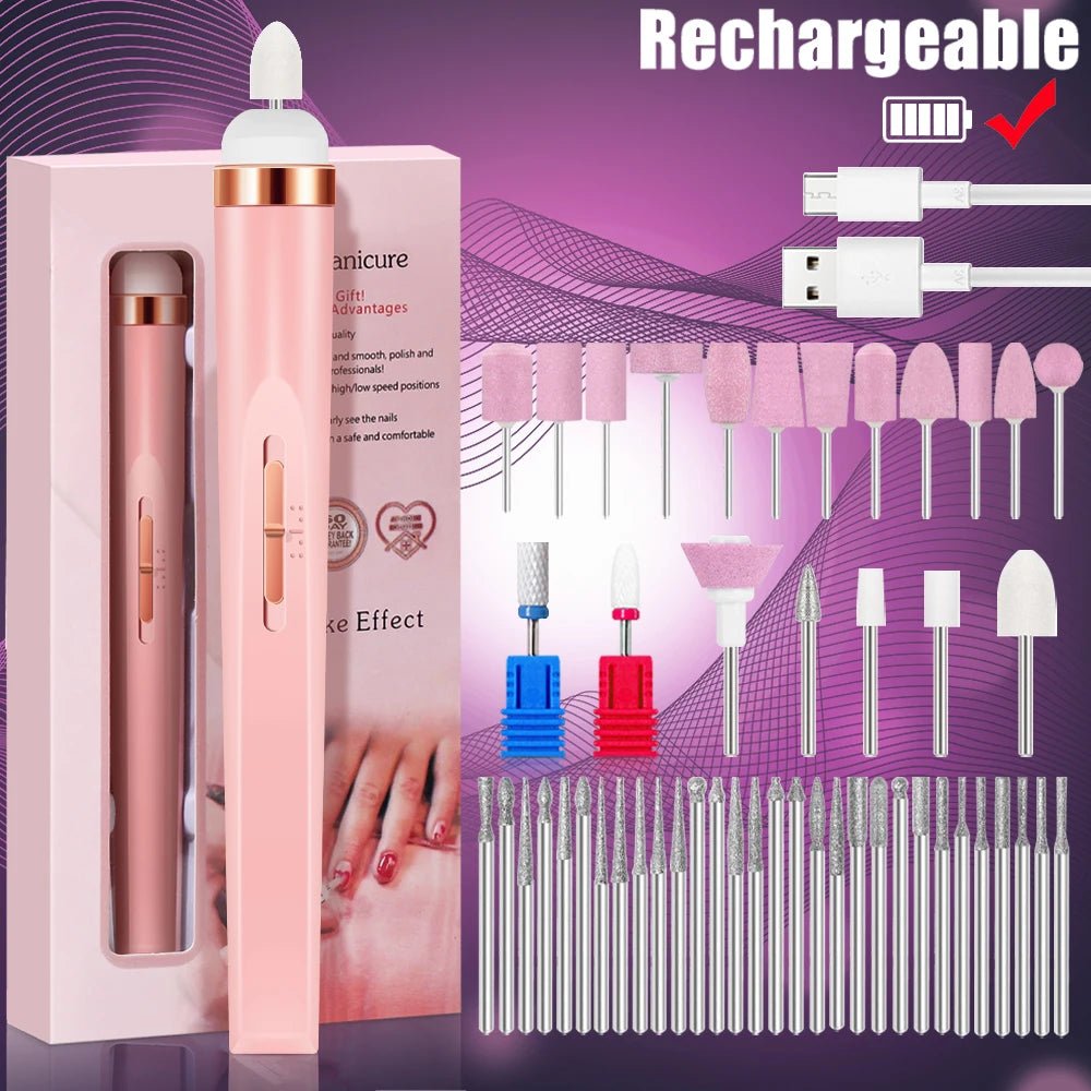YIKOOLIN 5-in-1 Electric Nail Drill Machine – USB Rechargeable Manicure Kit
