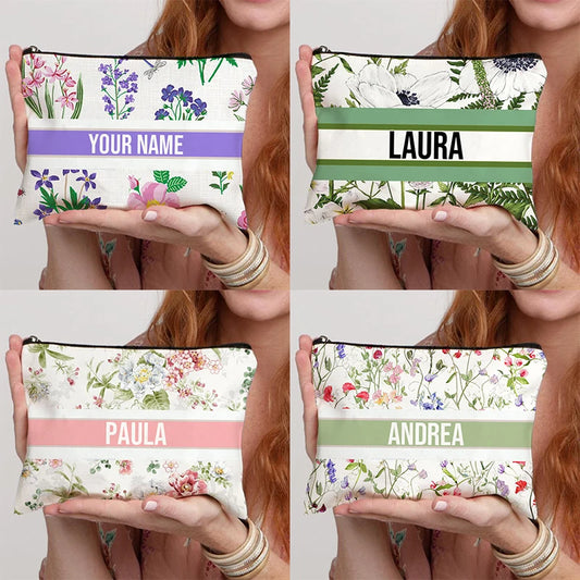 Canvas Makeup Bag – Travel Cosmetic Organizer & Bridesmaid Gift