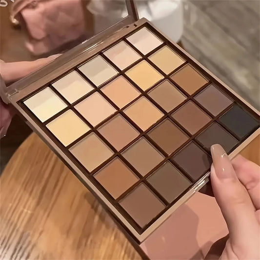 25-Color Eyeshadow Palette – Neutral Grey & Brown Earth Tones