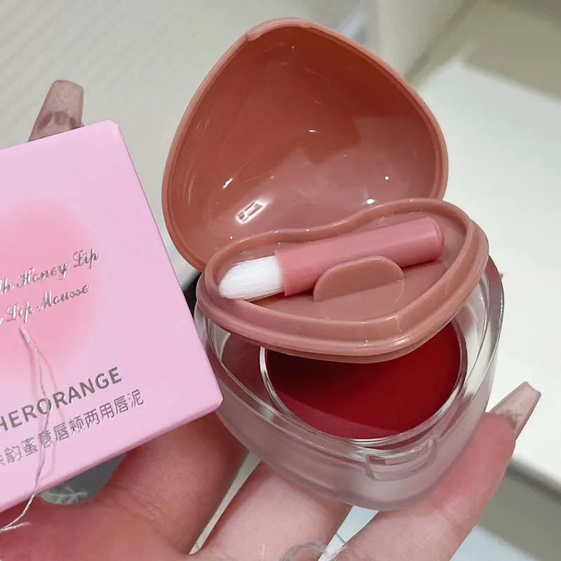 HERORANGE Lip & Cheek Mud – Matte Cream Blush with Brush