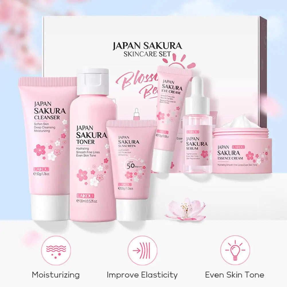 Surnelia Elite: 6-Piece Sakura Complete Brightening & Hydrating Skincare Gift Set