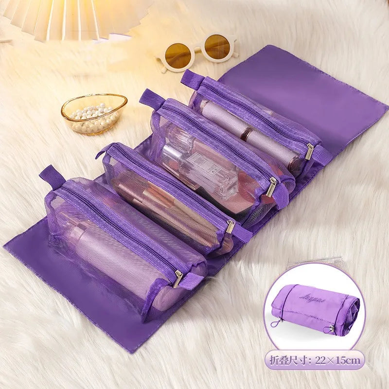 4-in-1 Detachable Cosmetic Bag – Large Capacity Travel Makeup Organizer