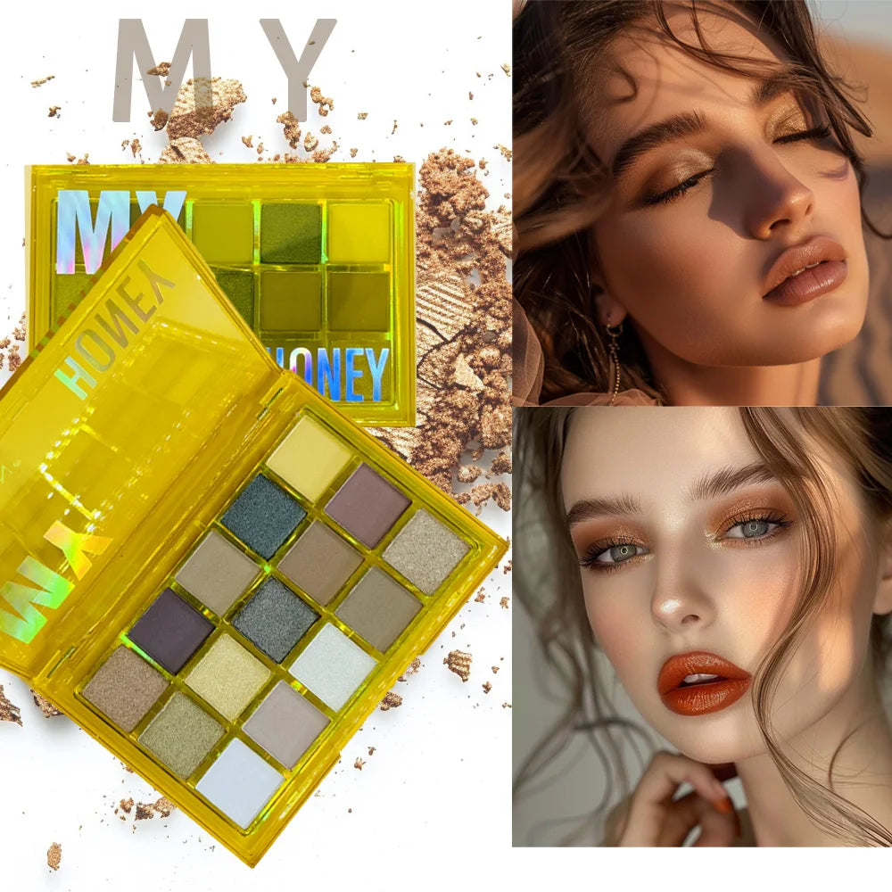15-Shade Eyeshadow Palette – Matte, Shimmer & Metallic Waterproof