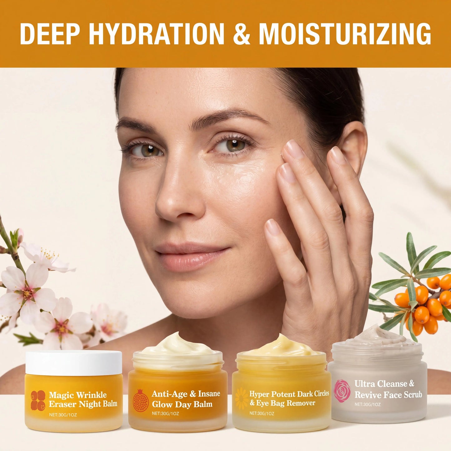 Day & Night Skincare Set – Moisturizing, Repairing & Brightening Face & Eye Care