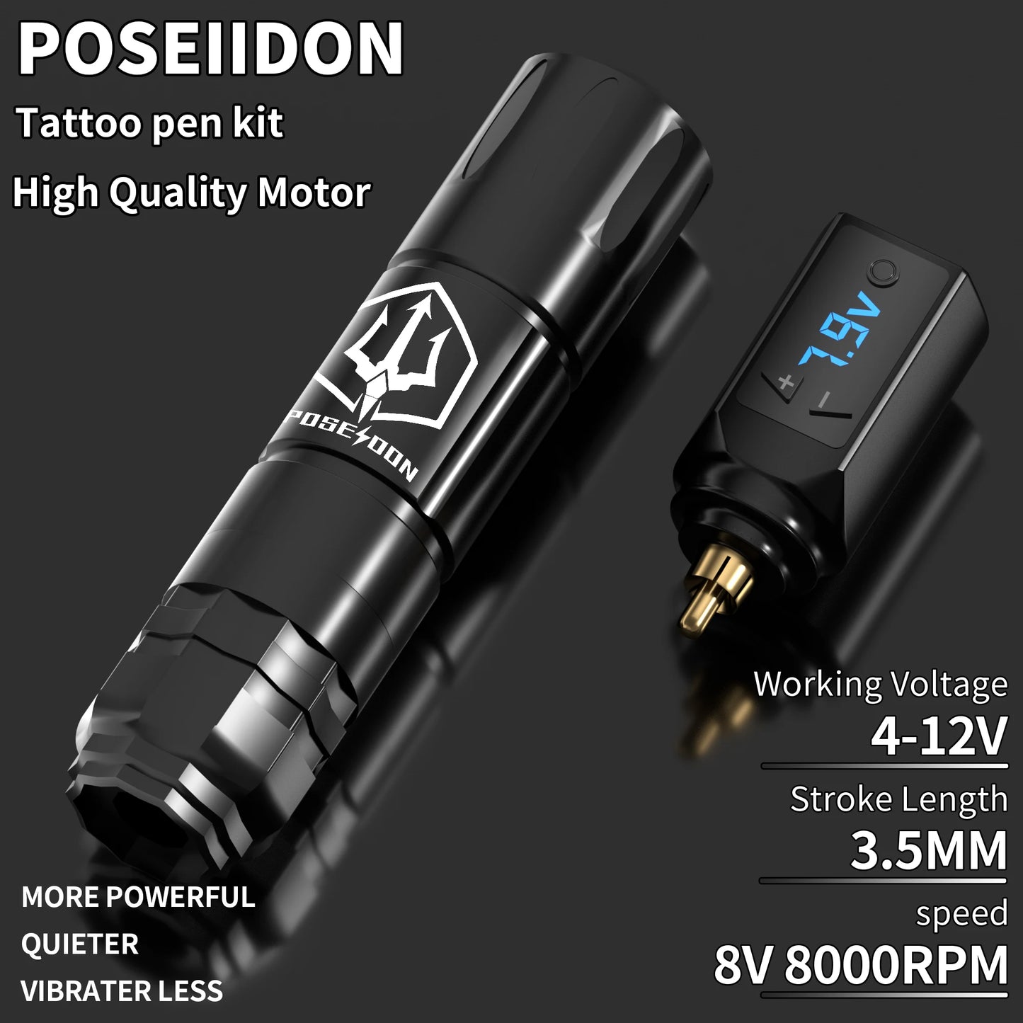 POSEIDON Pro-Series: Wireless Tattoo Pen & Professional Kit