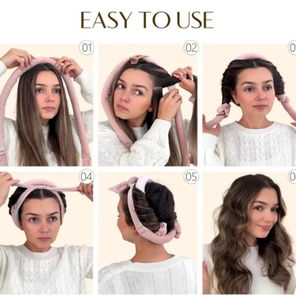 Heatless Curling Headband – No Heat Hair Curling Rod Set