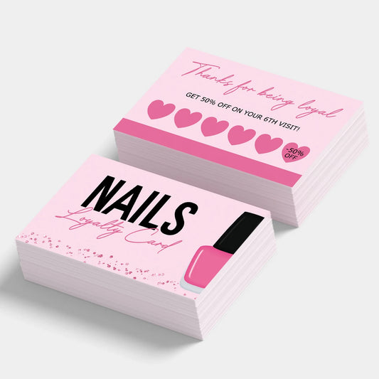 50pcs Nail Business Cards – Press On Nail Loyalty Cards