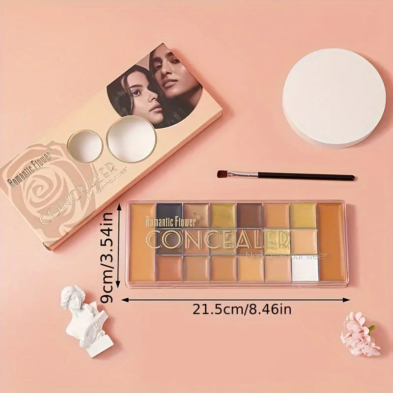 Romantic Flower 20-Color Concealer Palette – Full Coverage Earth Tone Makeup Tray
