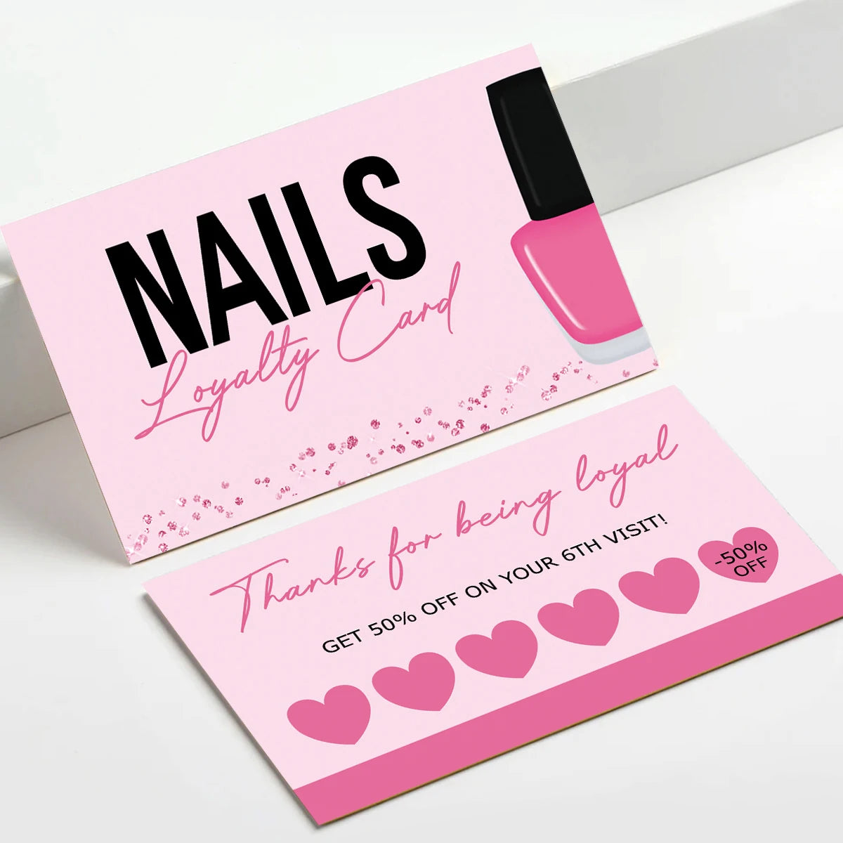 50pcs Nail Business Cards – Press On Nail Loyalty Cards