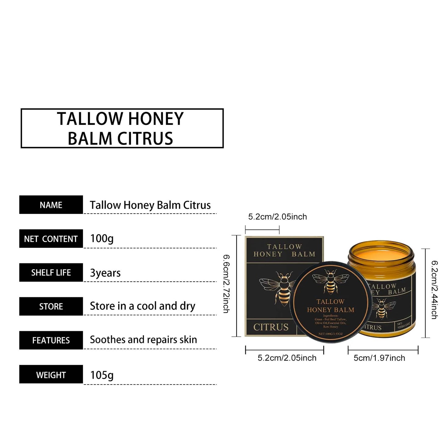 Tallow Honey Cream – Firming, Hydrating & Skin Elasticity Moisturizer