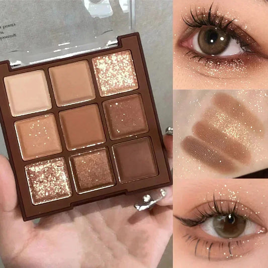 9-Color Chocolate Eyeshadow Palette – Matte & Shimmer