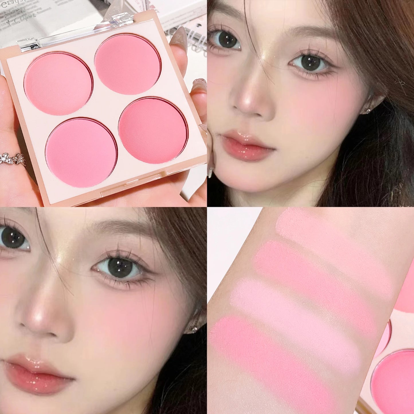 4-Color Matte Blush Palette – Natural Glow & Blendable Cheek Color