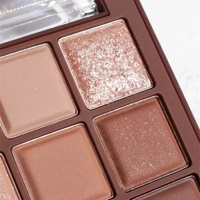 9-Color Chocolate Eyeshadow Palette – Matte & Shimmer