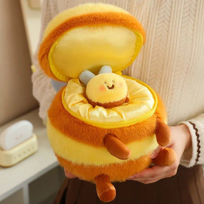 Cute Sha Bee Plush Toys Pendant Stuffed Cai Bee Plush Super Soft Honey Jar Plush Doll Bed Sleep Pillow Birthday Gifts for Kids