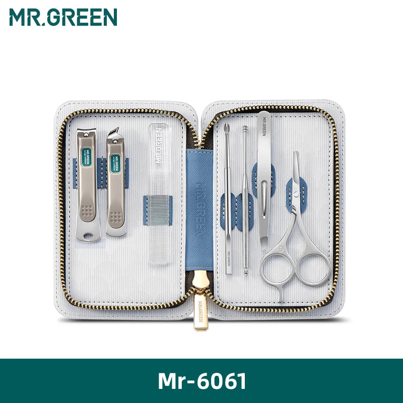 MR.GREEN Professional Manicure Set – Nail Clippers & Grooming Kit in Leather Case