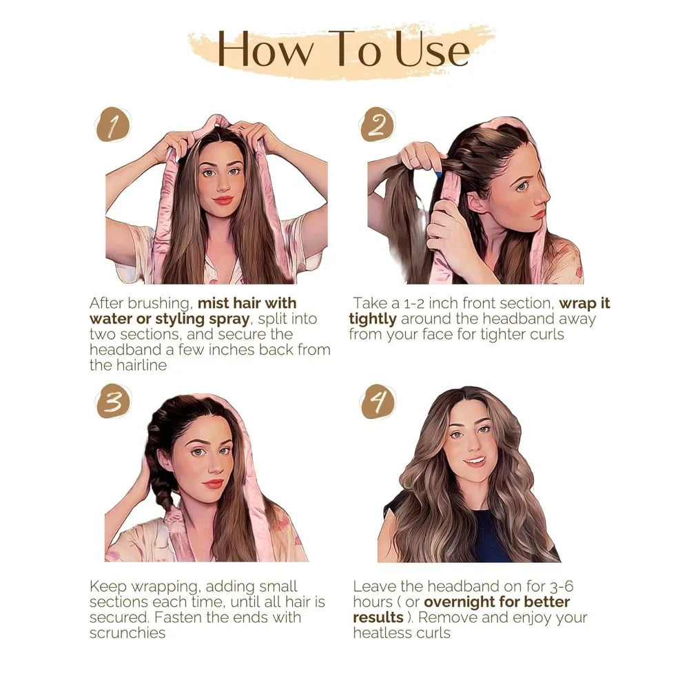 Heatless Hair Curler Set – No Heat Sleeping Curlers with Scrunchies & Clip