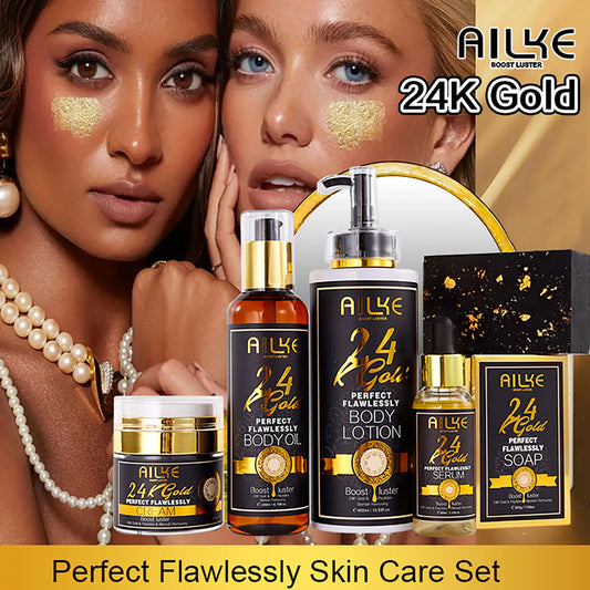 AILKE 24K Gold Skin Care Range – Dark Spot Reducer, Moisturizer & Anti-Wrinkle for Men & Women