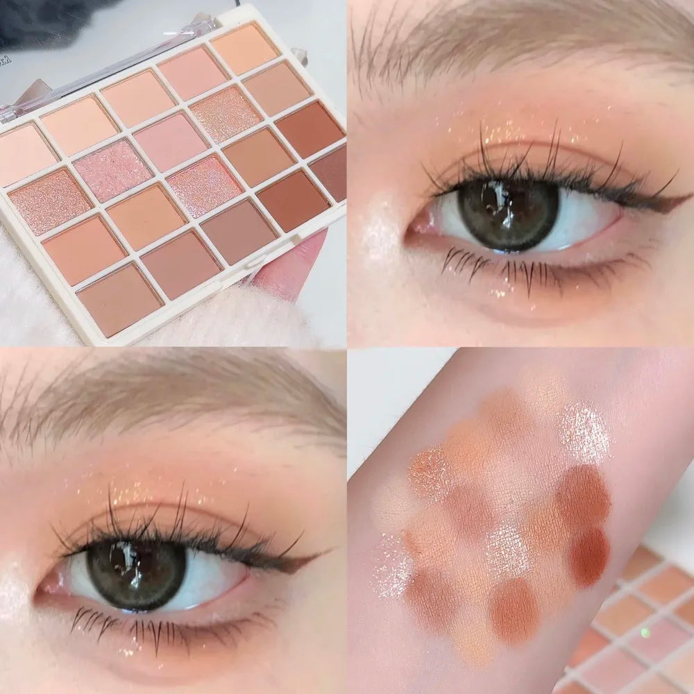 20-Color Warm Eyeshadow Palette – Matte & Glitter Rose Tones