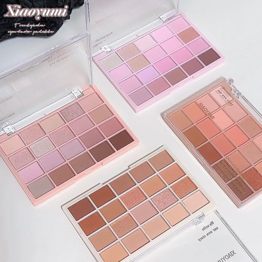 20-Color Warm Eyeshadow Palette – Matte & Glitter Rose Tones