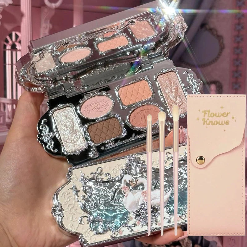 Flower Knows Swan Ballet Eyeshadow Palette – 6 Colors Matte & Shimmer