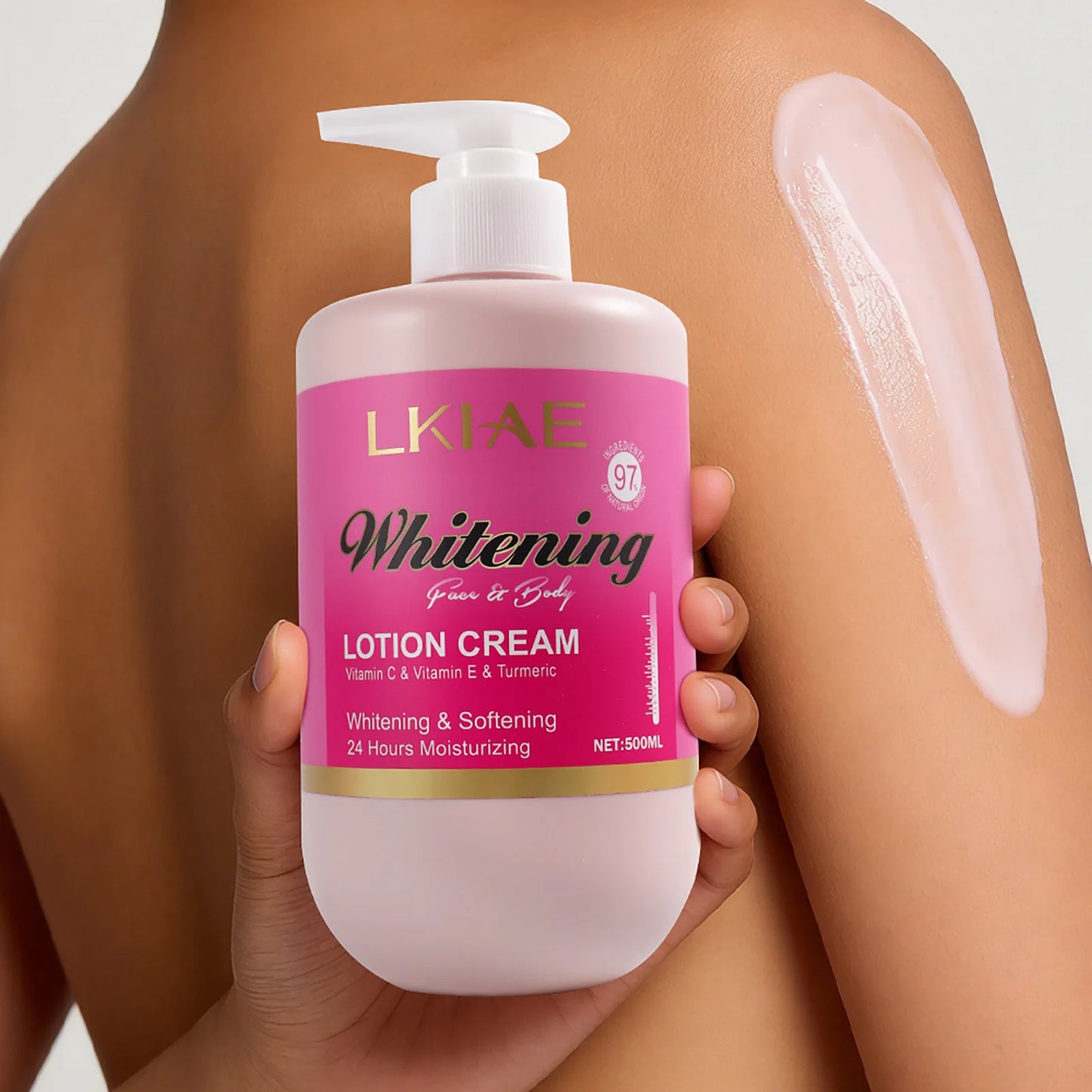 LKIAE Vitamin C and Vitamin E Lightening Body Lotion, Whitening, Softening, 24 Hours Moisturizing, Rapid Absorption, 500ml