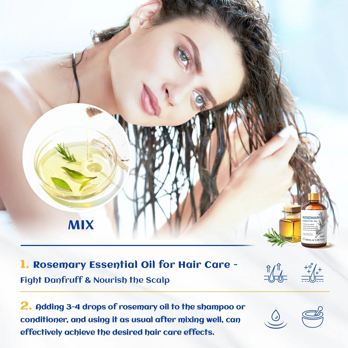 HIQILI Essential Oil Set – Rosemary, Jasmine, Lavender & Mint (Aromatherapy & Hair Care)