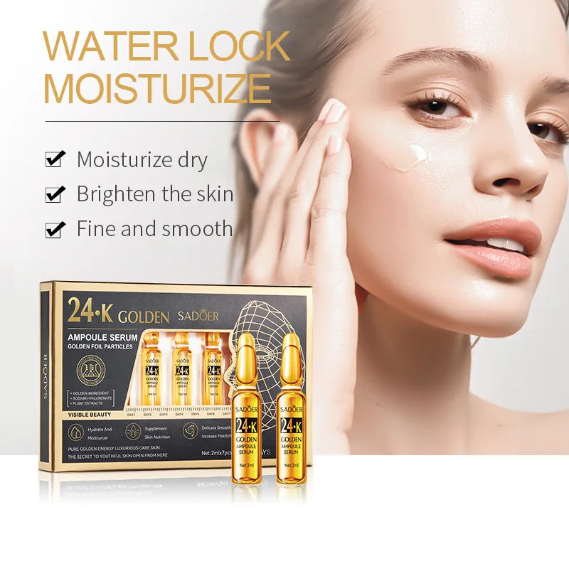 SADOER Vitamin C Ampoule Serum Set – 7pcs Hyaluronic Acid & 24K Gold