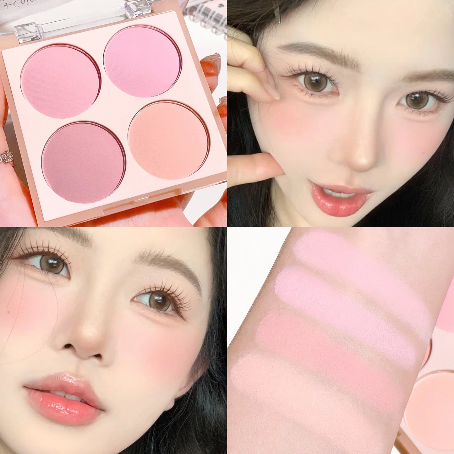 4-Color Matte Blush Palette – Natural Glow & Blendable Cheek Color