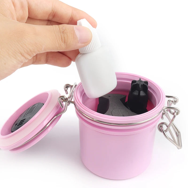 Eyelash Glue Storage Jar – Airtight with Hygrometer