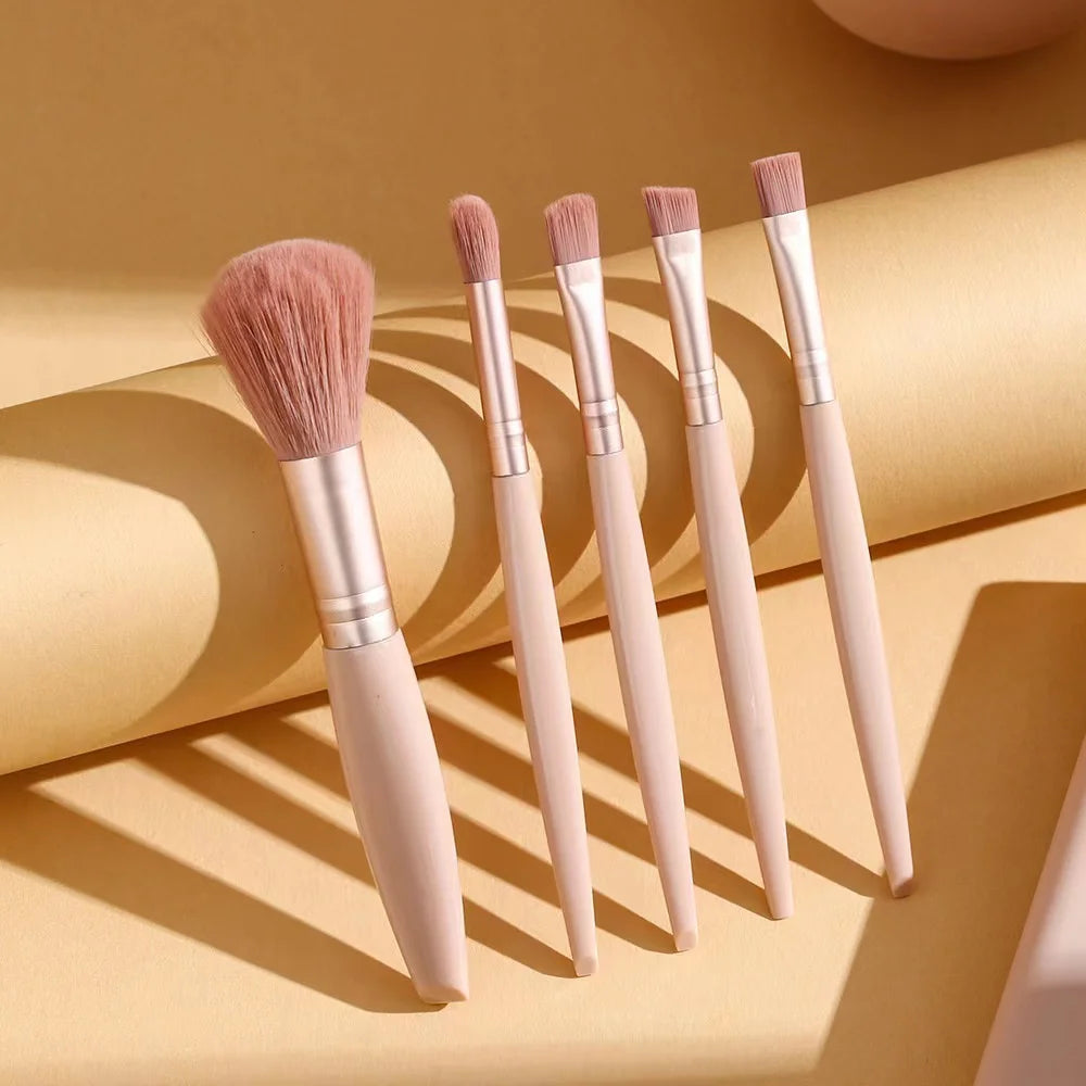 5pcs Makeup Brush Set – Foldable Case with Mirror