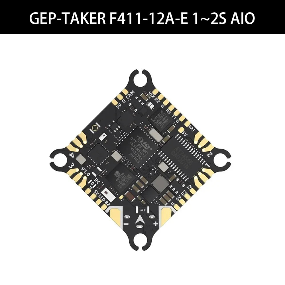 GEPRC TAKER F411-12A-E 1-2S AIO F411 Flight Controller 4in1 12A ESC BMI270 ELRS 2.4G 3.0 RX 25.5X25.5mm DarkStar20 Cinewhoop RC