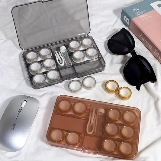 6-in-1 Contact Lens Case Set – Travel Storage Box with Tweezer