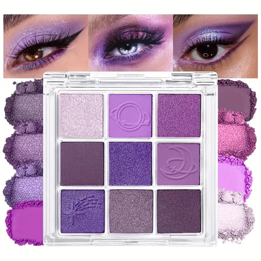 Velvet Bloom: 9-Color Purple & Pink Smokey Eyeshadow Palette