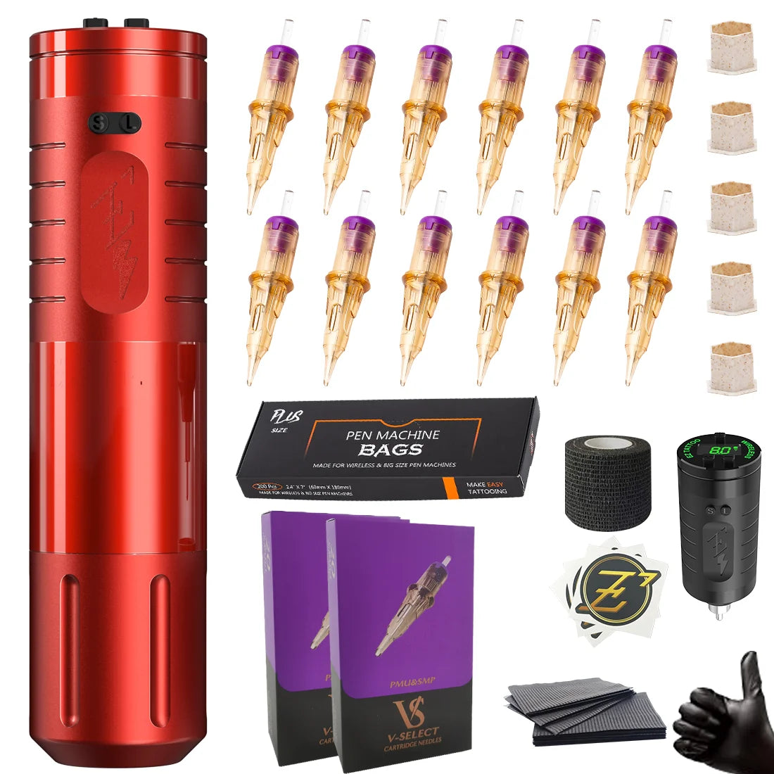 EZ EvoTech Wireless PMU Pen: Professional Tattoo & Permanent Makeup Kit